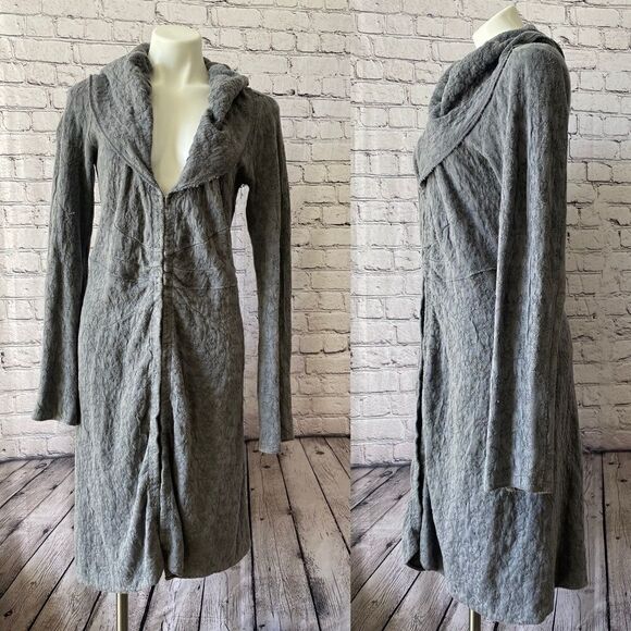 Transit Par Such Jacquard Textured Cotton Blend Coat cardigan long Gray medium - Picture 1 of 10